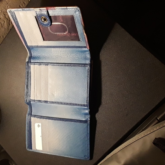 Genuine Leather Anuschka Northern Skies Handpainted Small Flap French Wallet - Picture 2 of 10